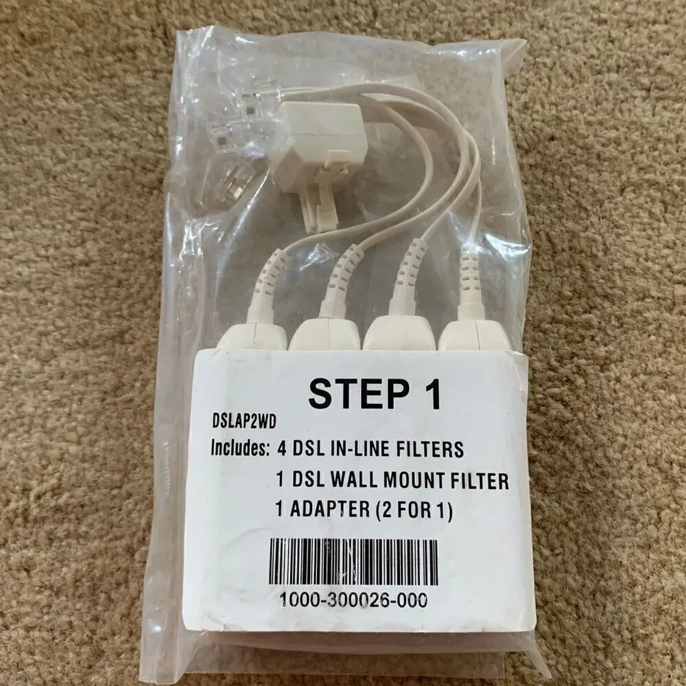 4 DSL In-Line Filters With 2 For 1 Adapter *New*
